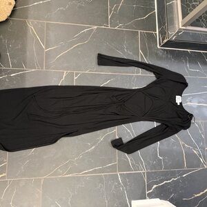 Princess Polly Black Long-Sleeve Knot-Front Maxi Dress